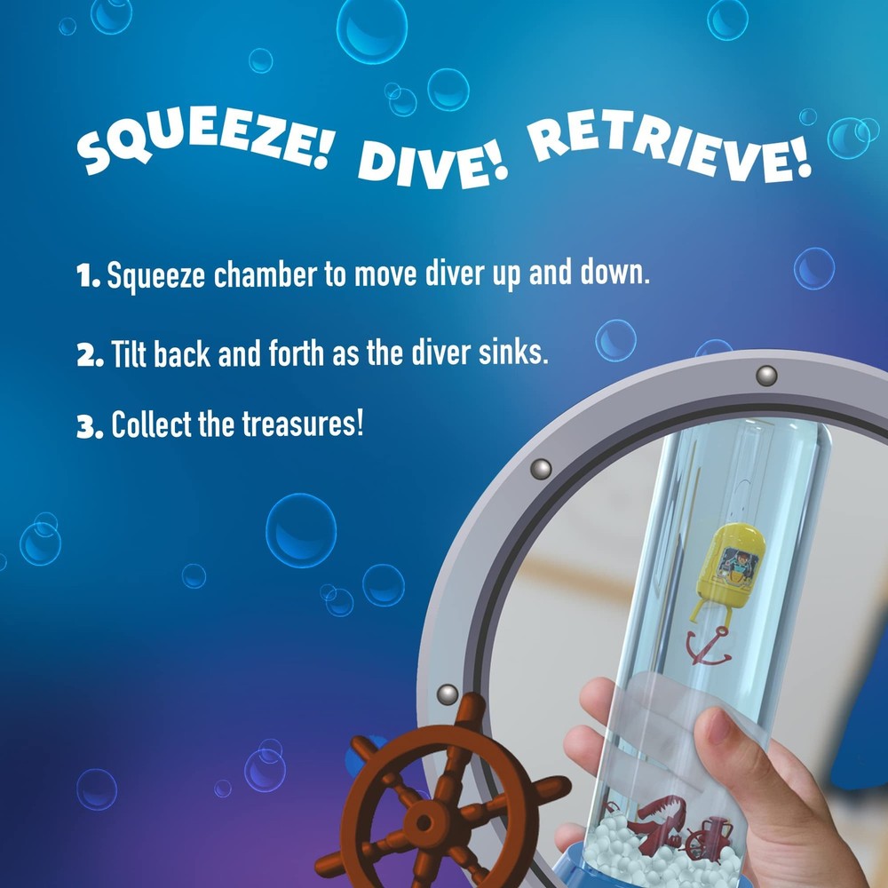 CLAWSOME! Treasure Diver Handheld Water Game | Retro Mini Medium, Multicolor