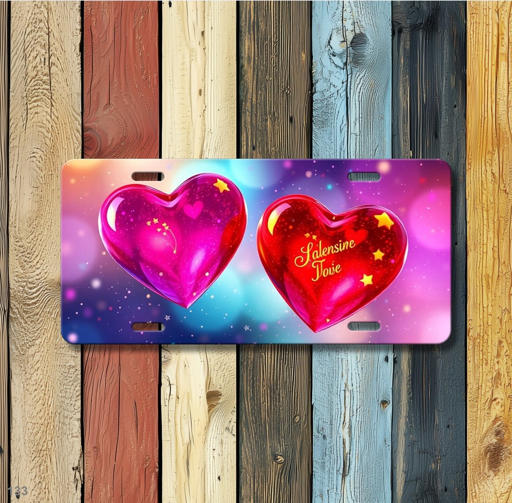 Stylish Hearts License Plate Add Text Auto Tag Gift Idea