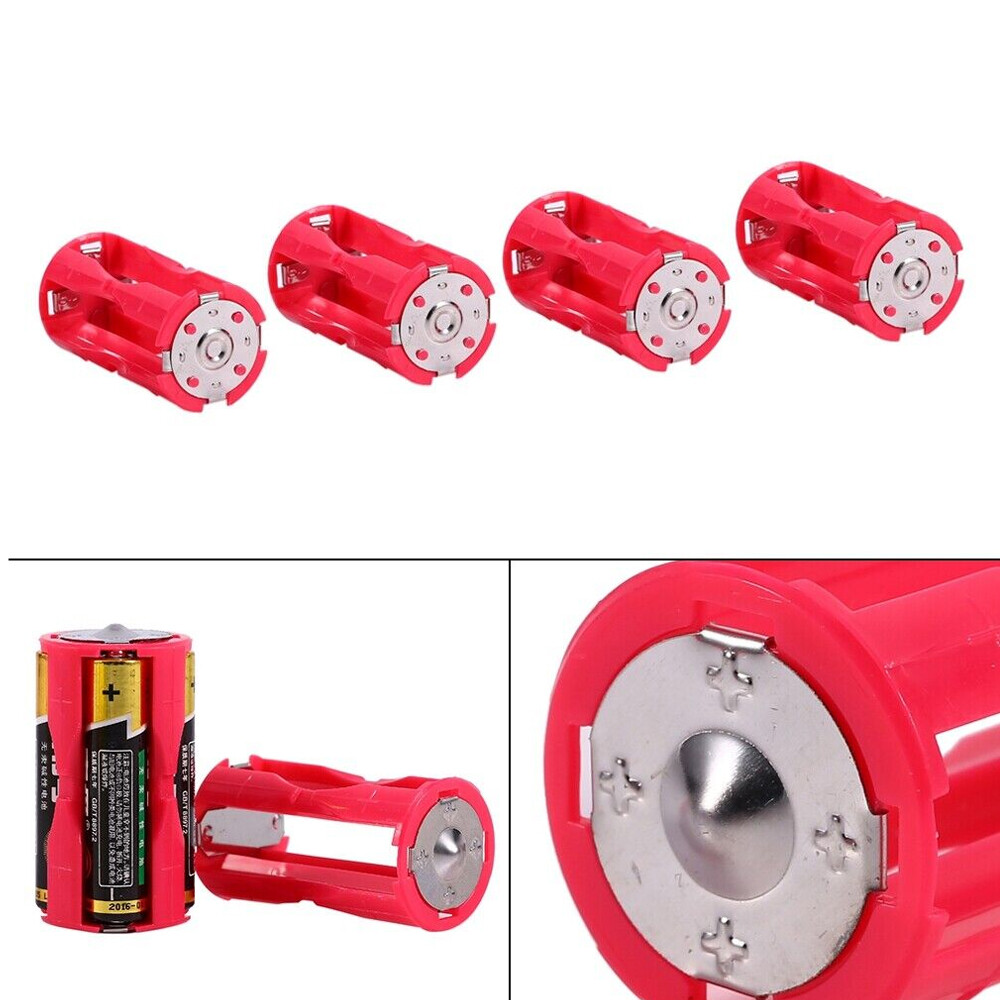 10PC 4AAA To C Size Parallel Battery Convertor Adapter Holder Cases Box Red NGF