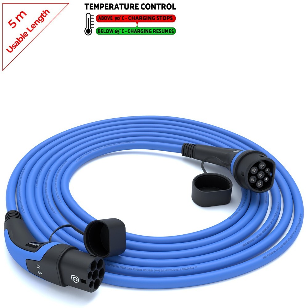 Charging Cable Type 2 | 7.4kW | 5m | 32A | Temperature Monitored | Safe Charging