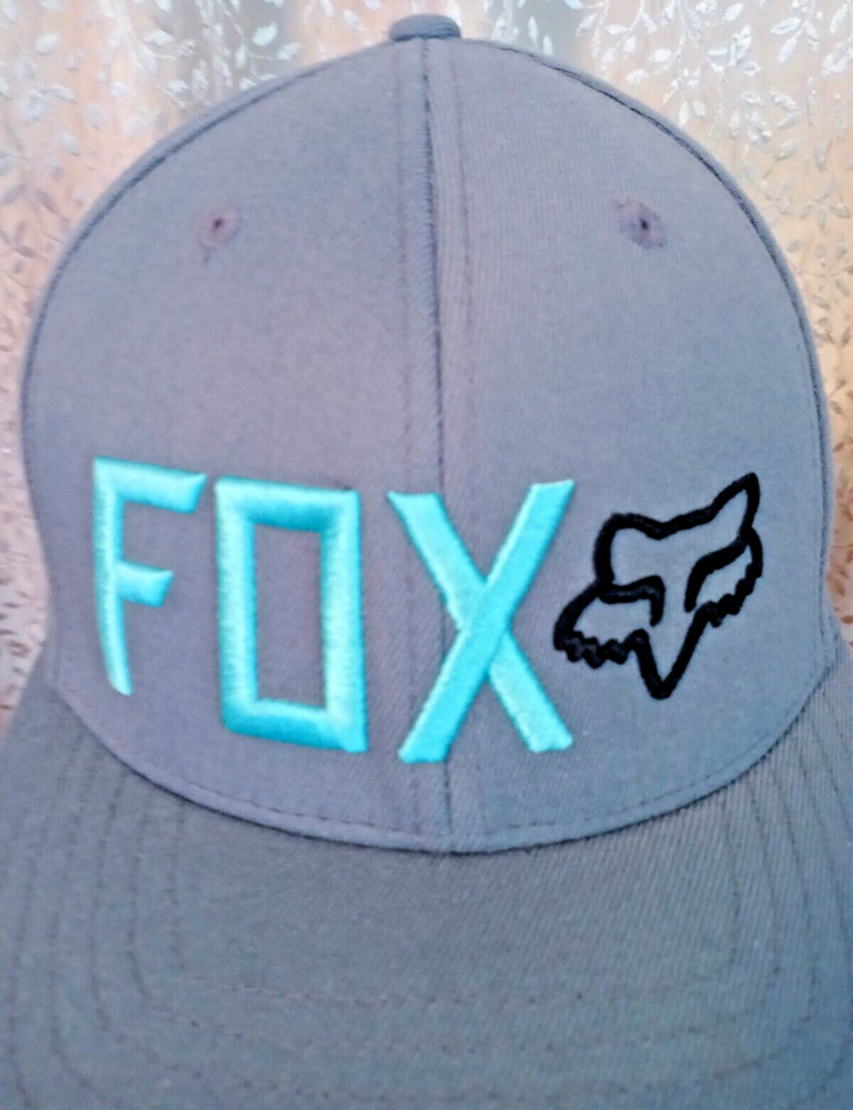 Fox Head Racing Blue & Black Fox Grey Cap Hat Flexfit Size Large-XL