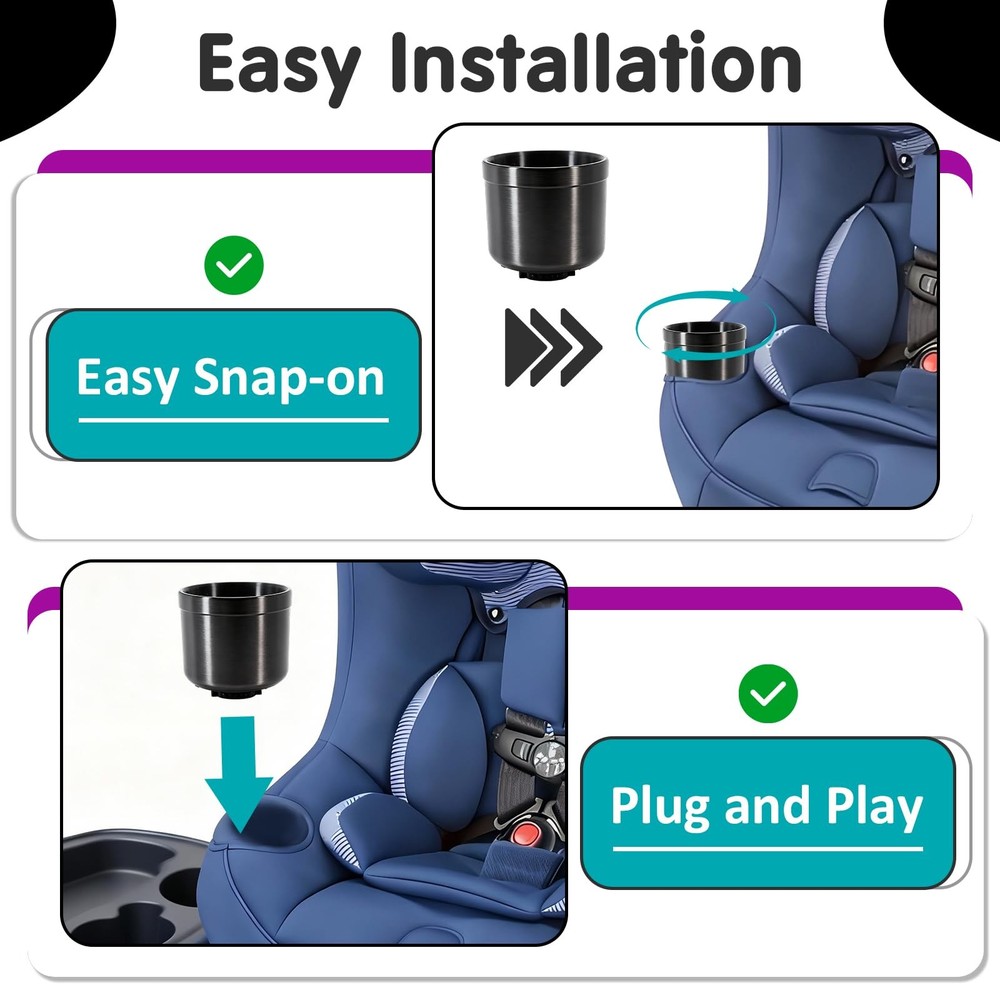 Cup Holder Replacement for Car Seats, Easy Snap Installation, Durable 2Pack