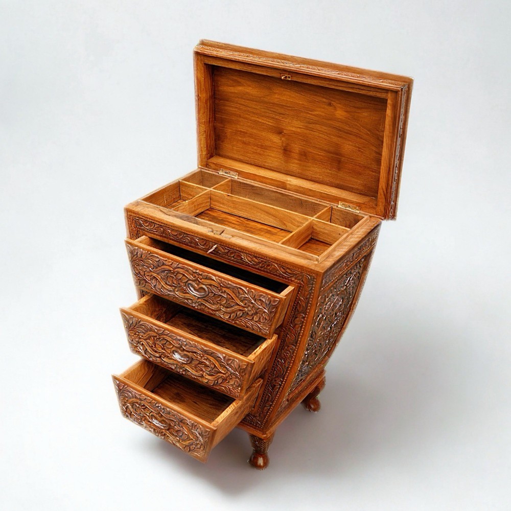 Handcrafted Walnut Wooden Side Chest