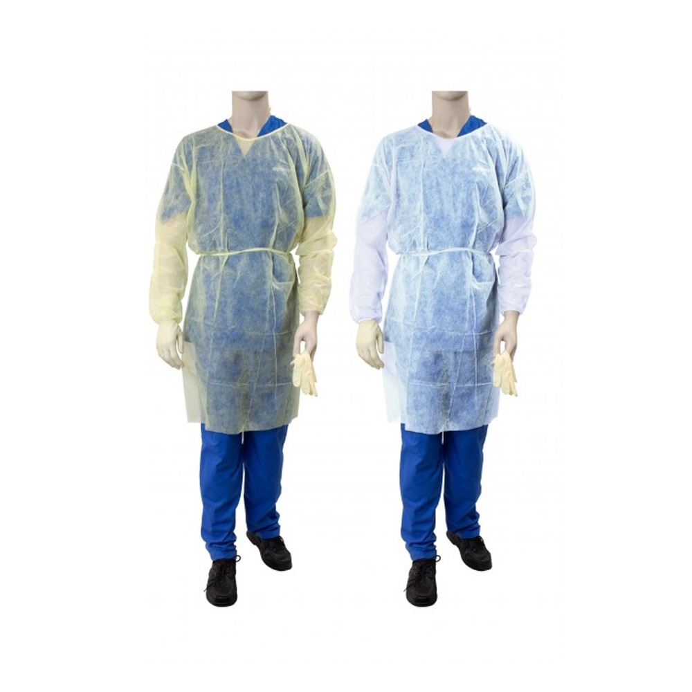 MILS Isolation Gown Fluid Resistant Universal Yellow 5/box
