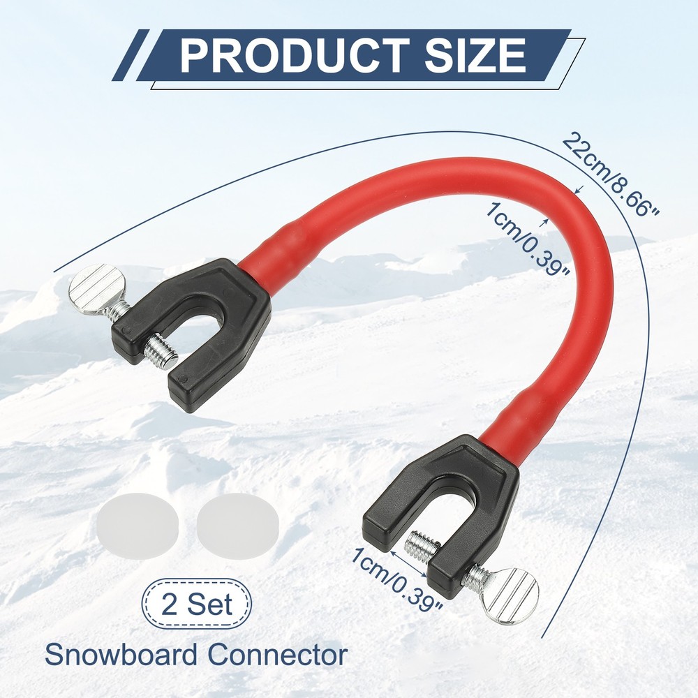 Ski Tip Connector, Snowboard Clip Ski Training Aid Basic Turning 2 Pcs & Red