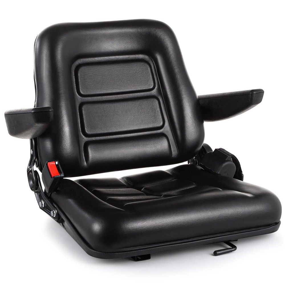 Universal Forklift Seat, Fold Down Tractor Seat with Adjustable Angle black