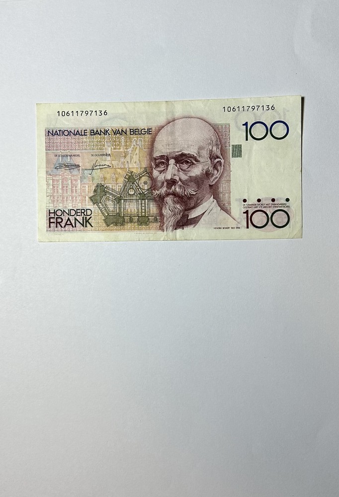 Belgium 1982 Old Banknote 100 Francs