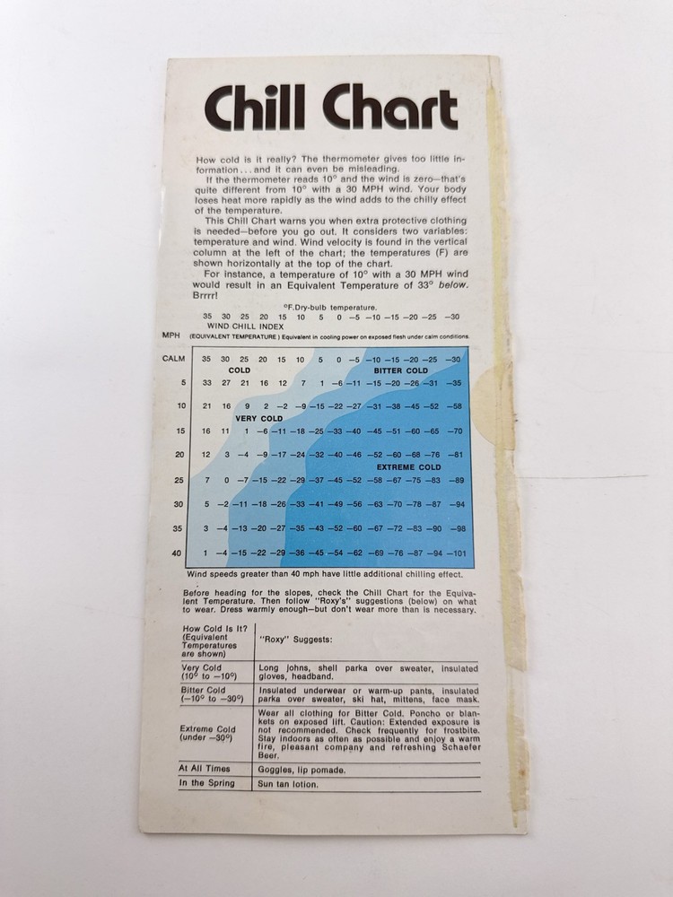 1970 1971 Schaeffer Beer Guide to Ski Reports Roxy Skiing Brochure Map A3