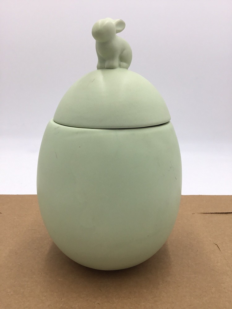 Haven Easter Bunny Cookie Jar Sage -(Defect)