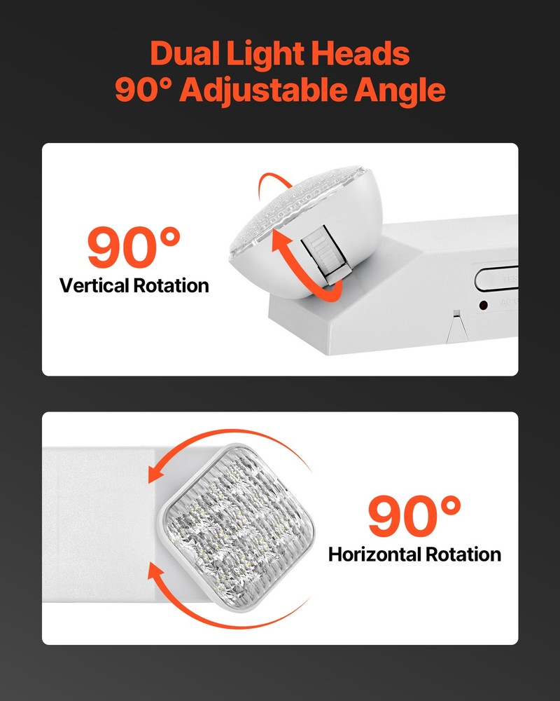 VEVOR 4 Pack Emergency Lights for Business with Battery Backup LED Exit Lighting