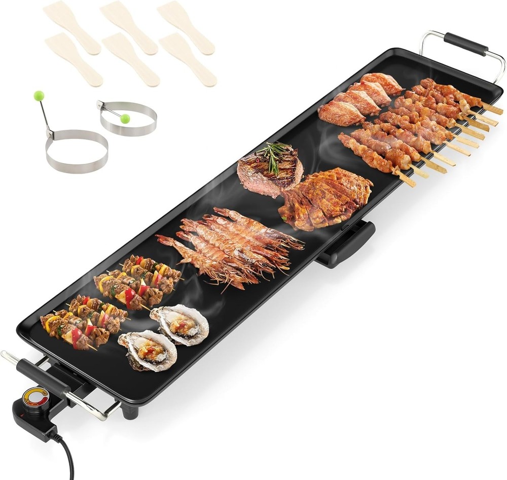 Electric Griddle, Extra Large Teppanyaki Grill with Adjustable Temperature..