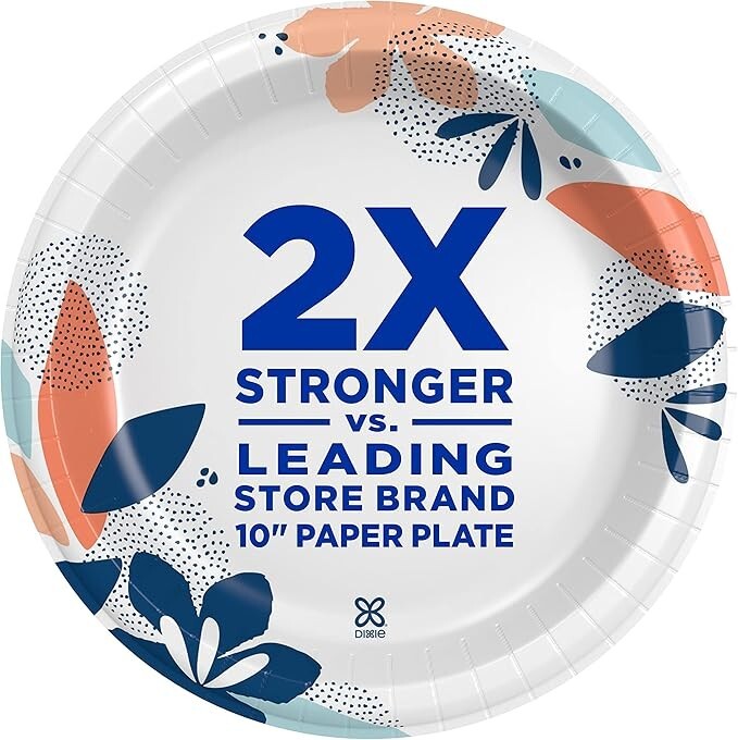 Dixie,Medium Paper Plates, 8.5 Inch, 90 Count, 2X Stronger Microwave-Safe