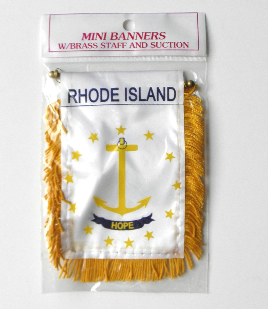 RHODE ISLAND MINI POLYESTER US STATE FLAG BANNER 3 X 5 INCHES