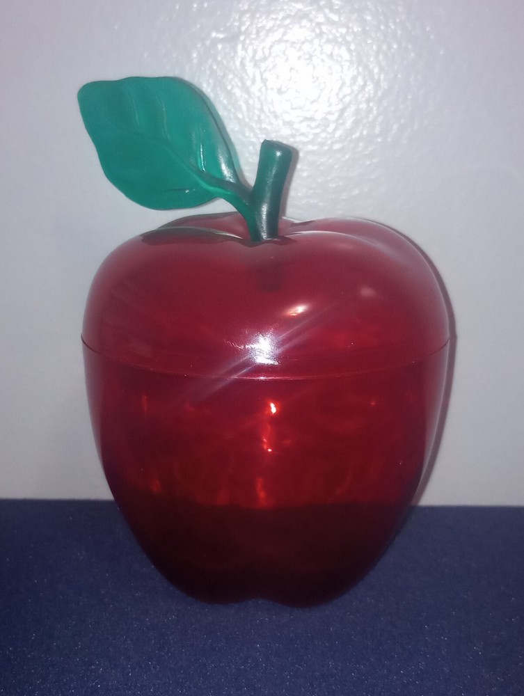 Vintage Plastic Red Apple Candy Container Holder