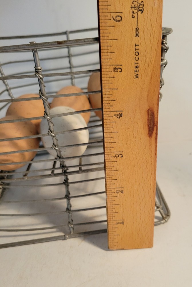 Wire Egg Basket Pedestal with 5 Eggs