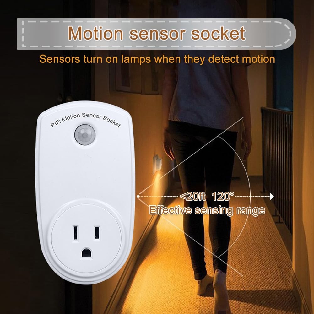 ZORZA 4Pcs Motion Sensor Switch Plug in Motion Sensor Light Socket 120V/60HZ ...