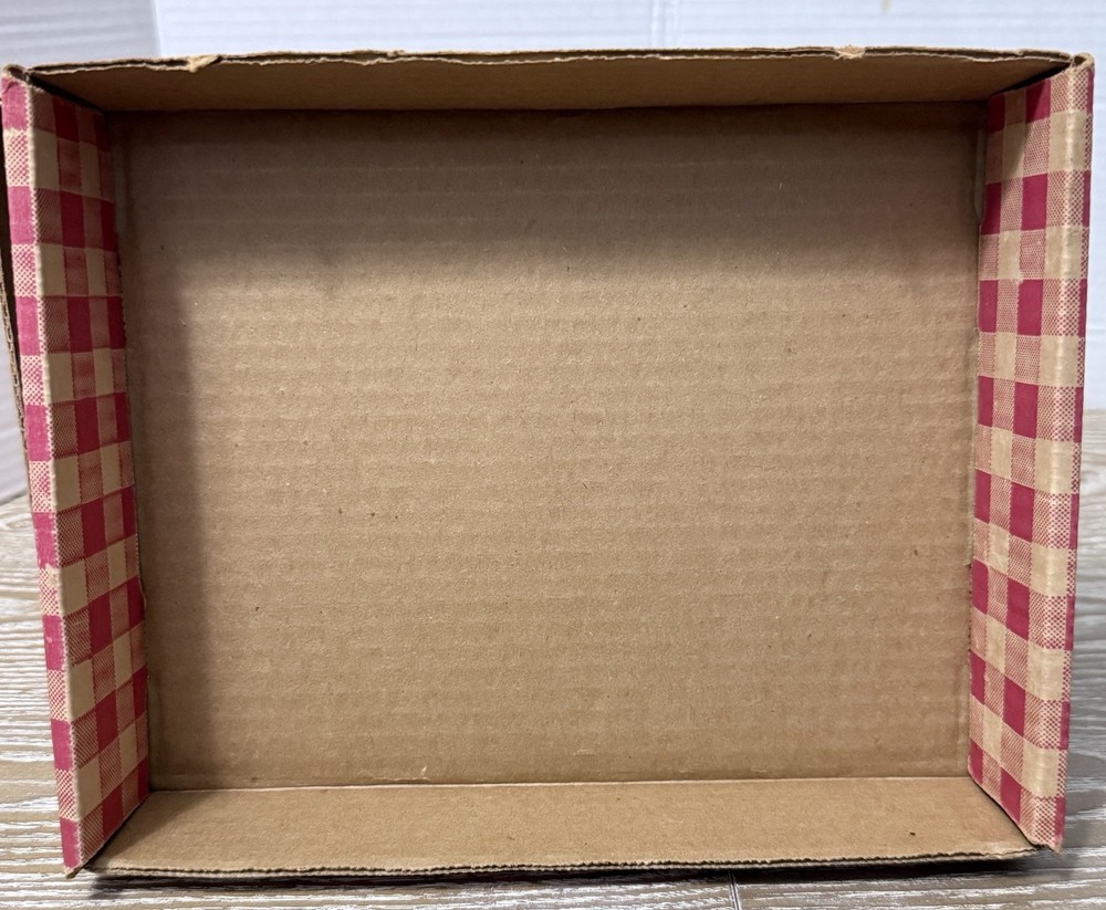 Vintage Cardboard Lone Star Sewing Patterns Storage Box Red Gingham