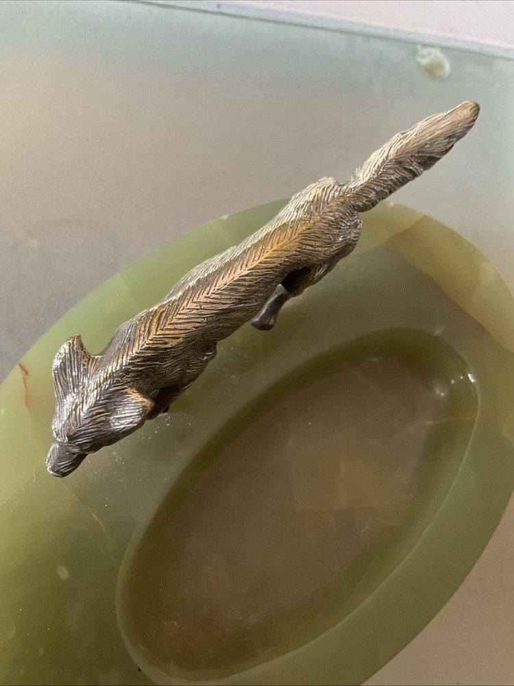 VINTAGE SILVER PLATED FOX FIGURE ON BASE.