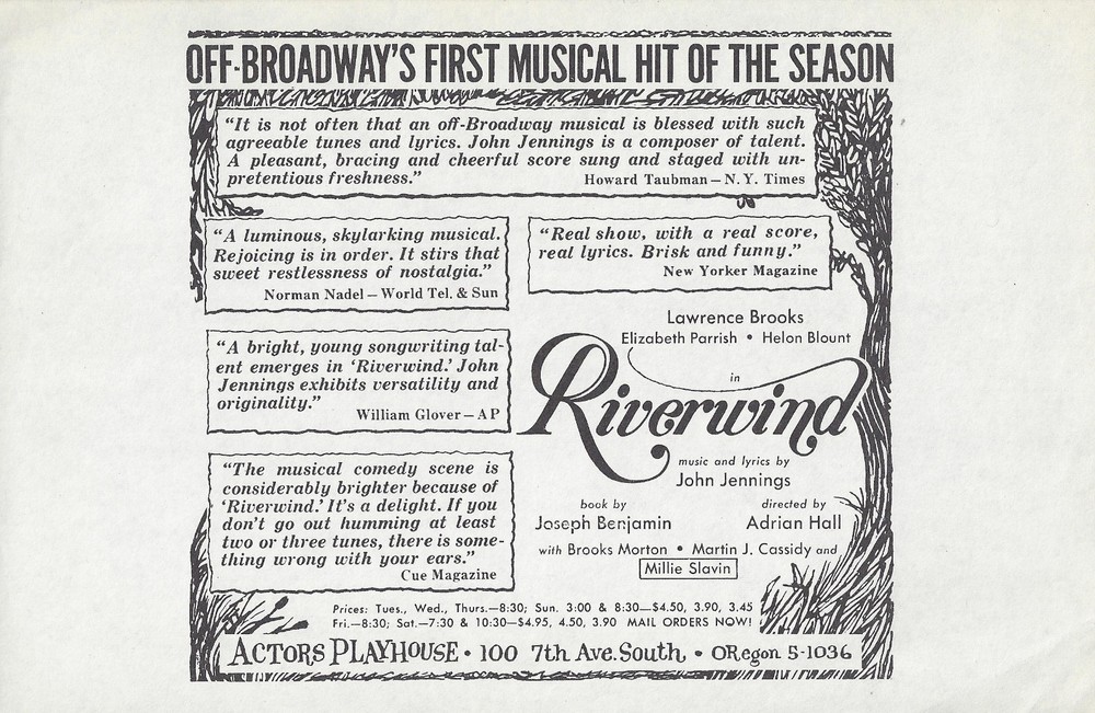 Lawrence Brooks "RIVERWIND" Elizabeth Parrish / Helon Blount 1963 Flyer