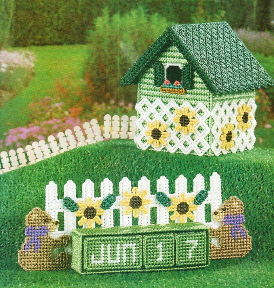 SUNFLOWER BIRDHOUSE & SPRING CALENDAR PLASTIC CANVAS PATTERN INSTRUCTIONS