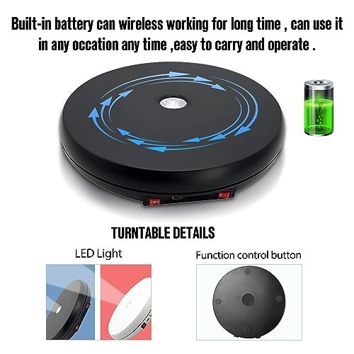 Motorized 360° Rotating Display Stand with LED Light - 10" Turntable, 55lbs Load