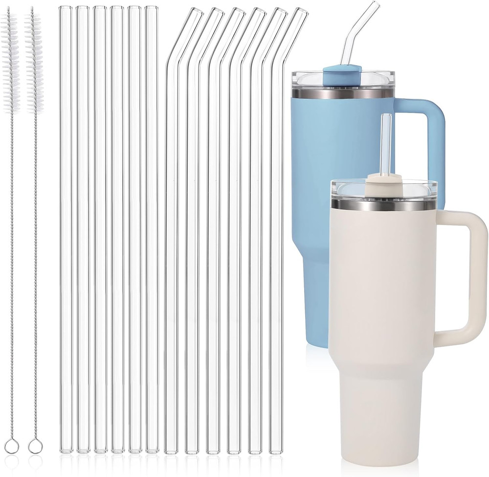 [12 Pcs] Replacement Glass Straws for Stanley - Compatible with Stanley 40 Oz 30