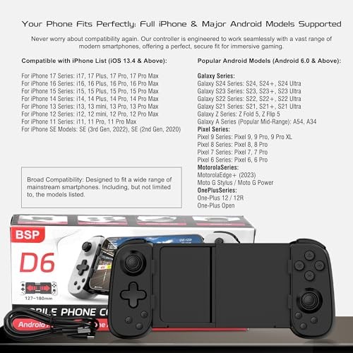 Wireless Phone Controller for iPhone/Android, Mobile Game Black | D6