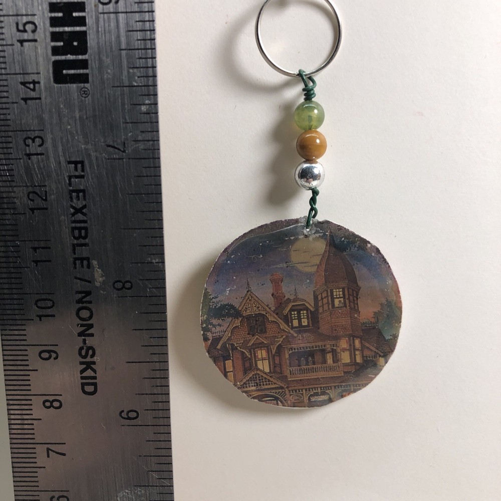 Old Haunted House Key Chain