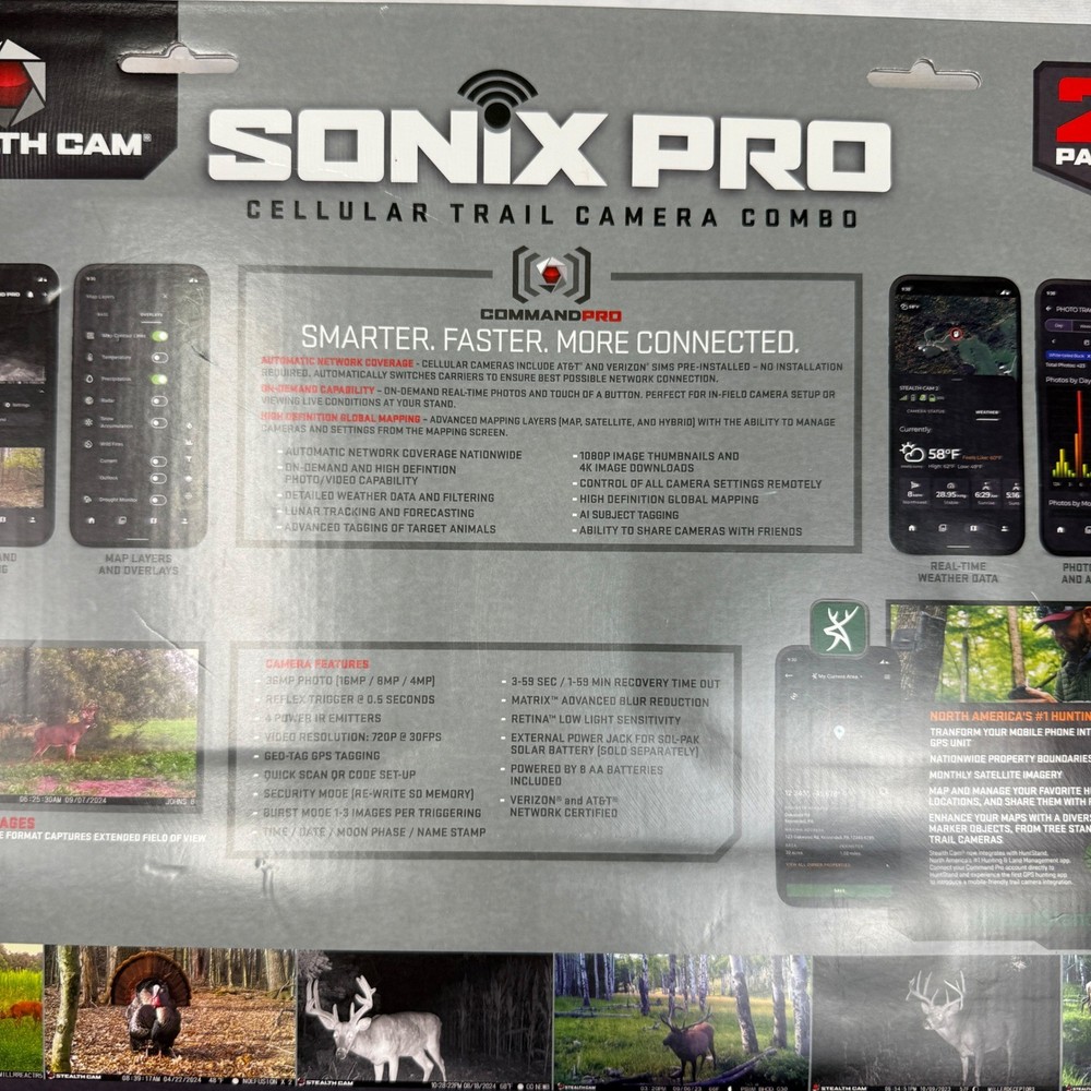 Stealth Cam Sonix Pro Cellular Trail Camera 2 Pcs 36MP 80ft Range STC-SXPWC2-2PK