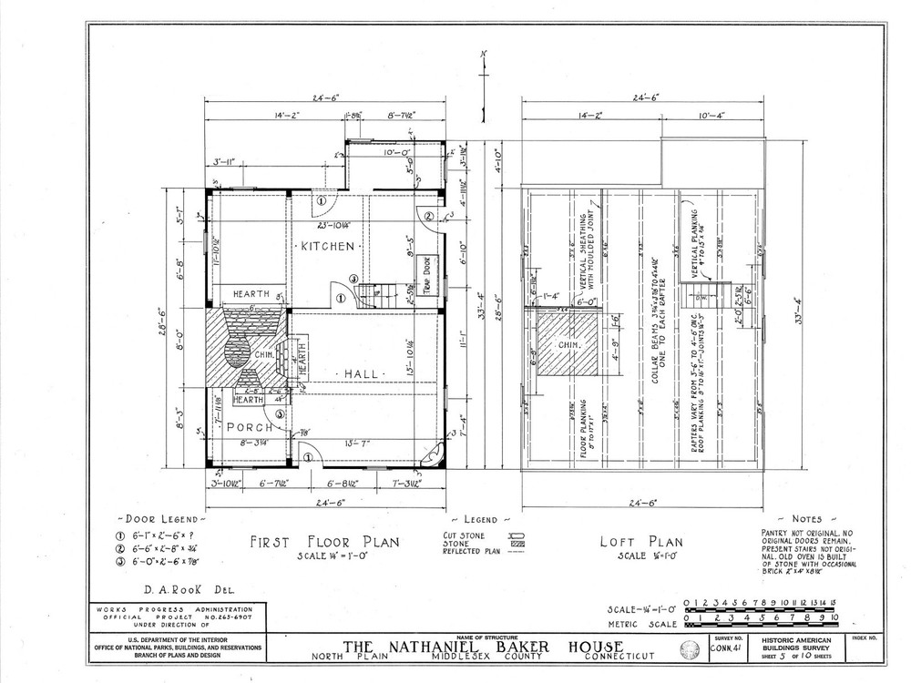 Colonial Cottage, printed architectural plans, detailed timber frame drawings