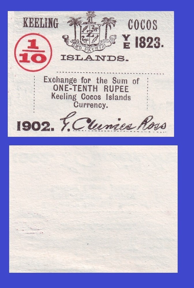 KEELING  COCOS ISLANDS  0,1  rupee 1902 *  Copy