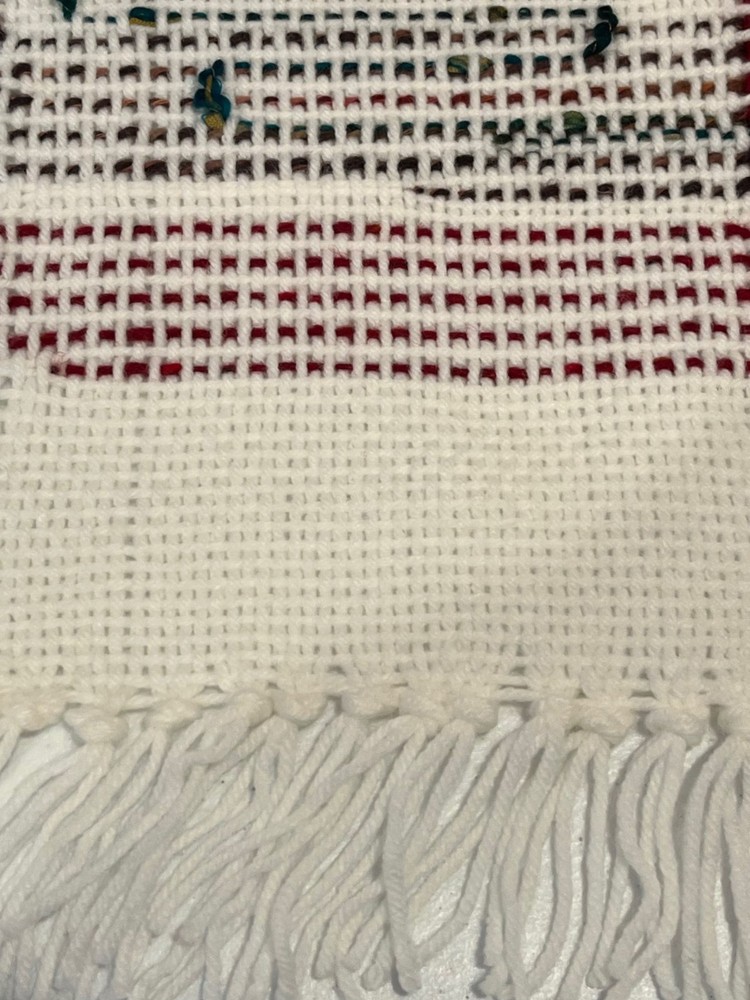 Handwoven White Acrylic Scarf with Textured Pattern