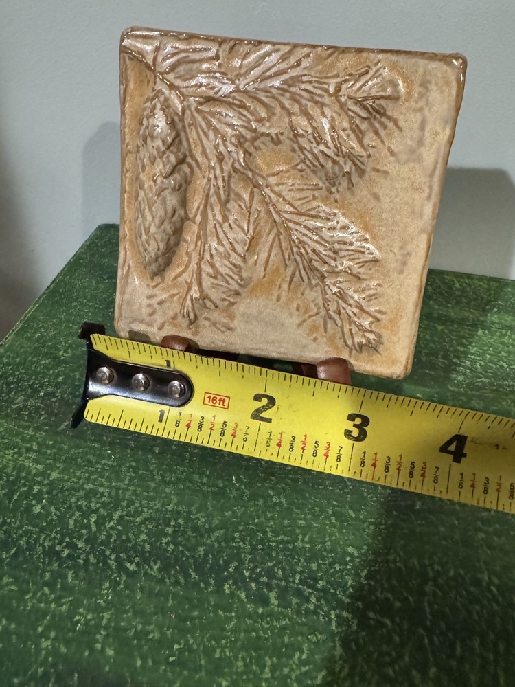 Mission Guild Studio 3D Pinecone Tile 3x3" Vintage Rare