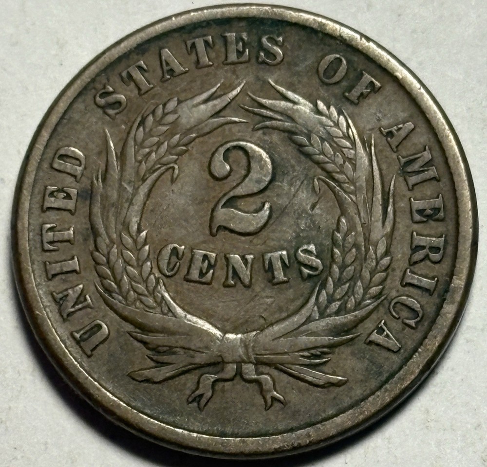 1864 Two Cent Piece — Circulated 🔥 Original Surfaces