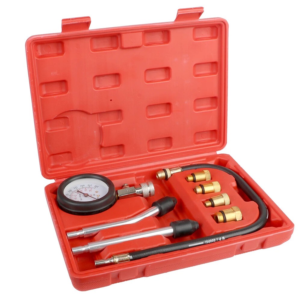 Gasoline Engine Compression Meter Automotive Cylinder Tester Kit Adapter Tool ]