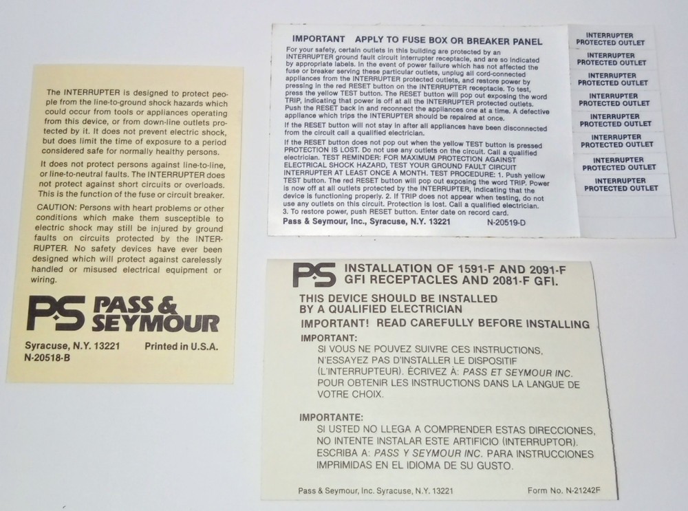 Pass & Seymour Interrupter/15 1591-FI-D NOS