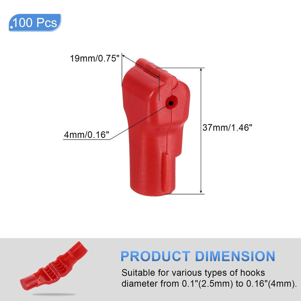 100pcs Peg Hook Locks 4mm Pegboard Display Hook Stop Locks to Secure Cargo Red