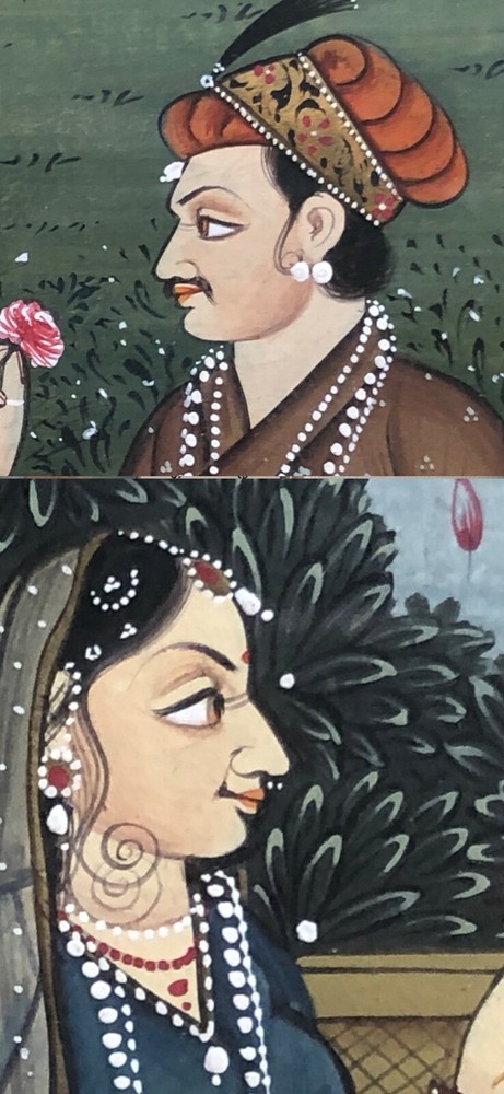 Two Hindi Miniature paintings with Urdu script calligraphy - amazing condition