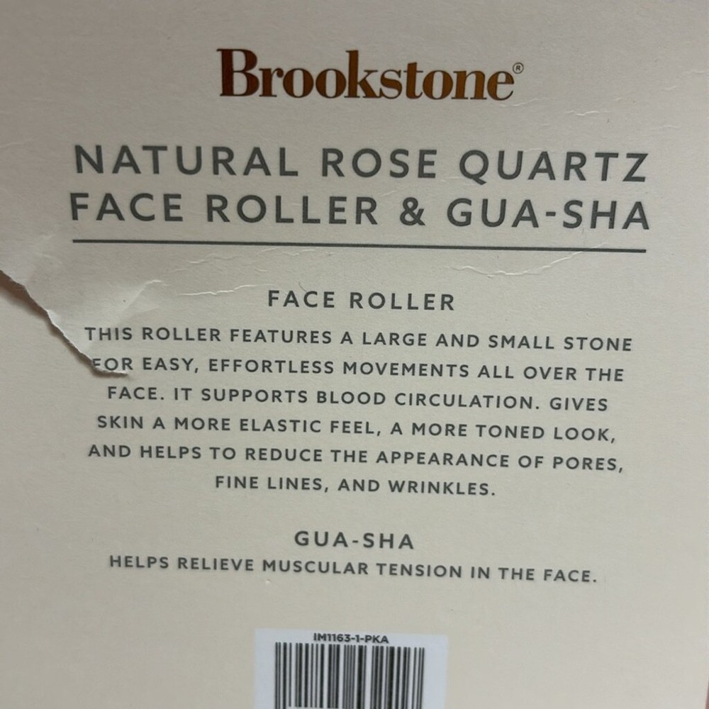 Brookstone Natural Rose Quartz Face Roller & Gus-sha