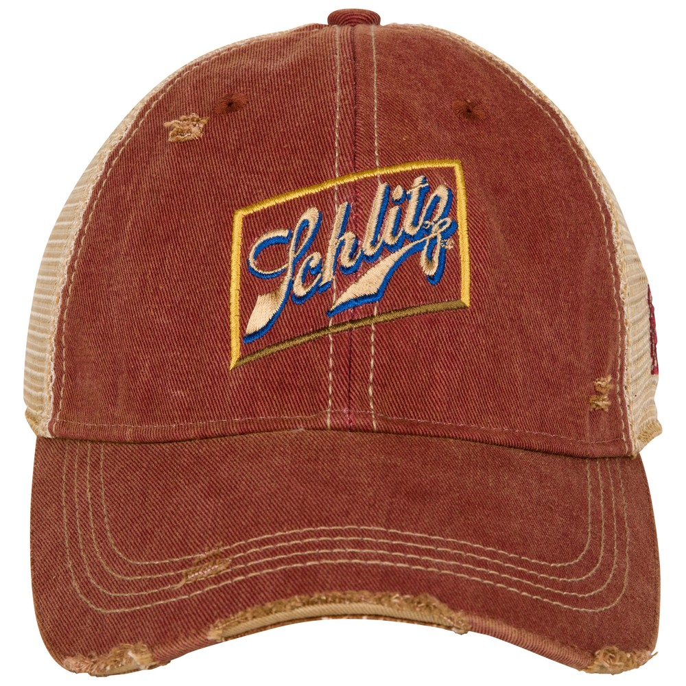 Schlitz Embroidered Patch Adjustable Hat Red