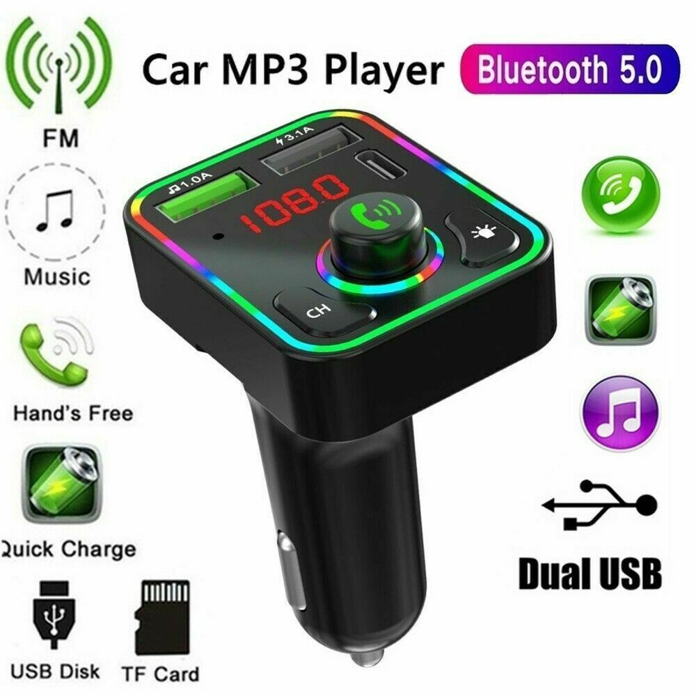 Wireless Car FM Transmitter Mini LED Screen MP3 Bluetooth 5.0 Fast PD Adapter