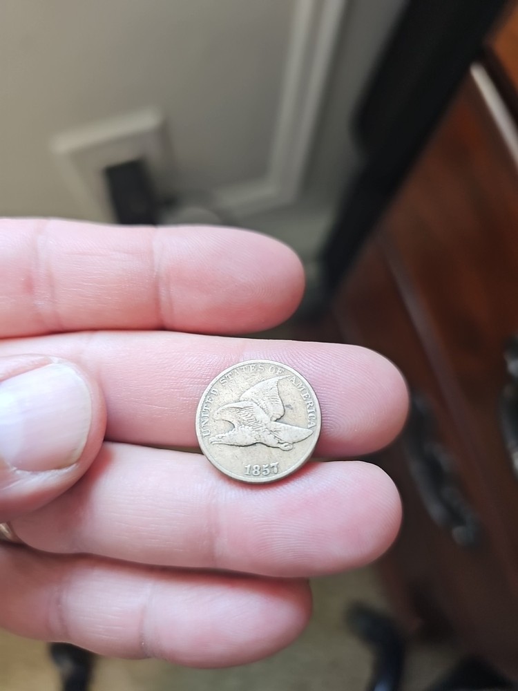 1857 Flying Eagle Cent - Rich Front & Back,  F+ Details