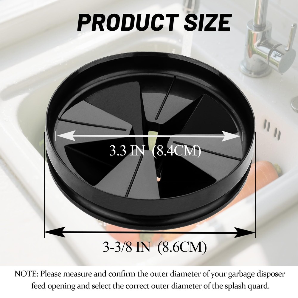 3 3/8" Garbage Disposal Splash Guard QCB-AM for Insinkerator Evolution Black