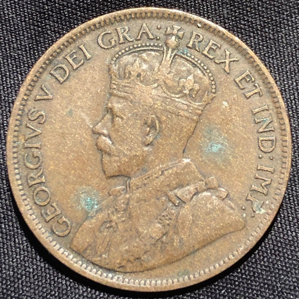 1917 Canada 1 Cent Bronze Coin - VF (Very Fine) condition