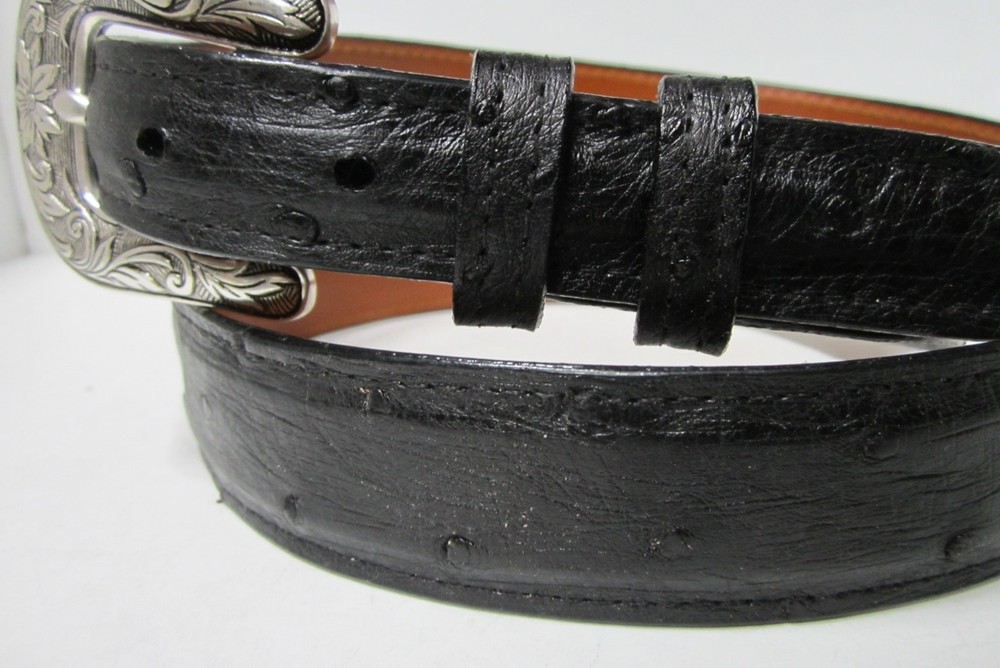GENUINE OSTRICH BELTS , BLACK