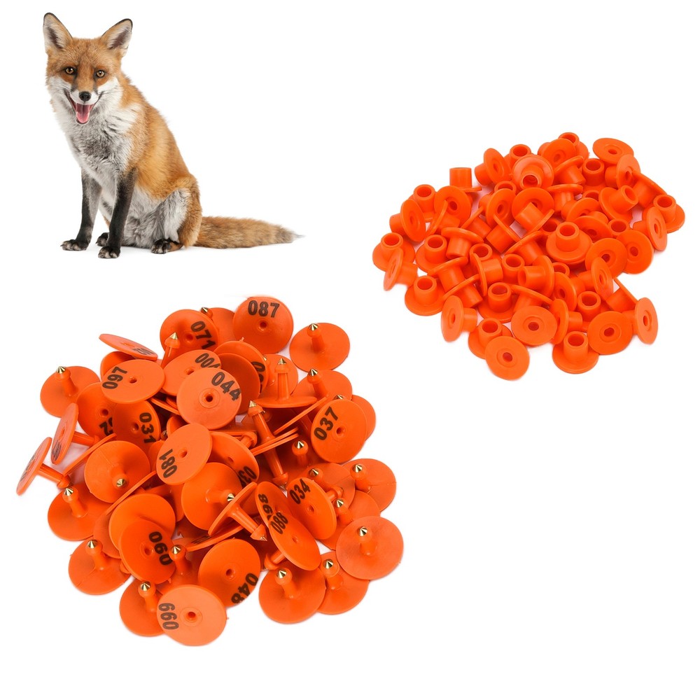 (Orange)Cattle Numbered Ear Tag Convenient Identification Dog Marker Label With