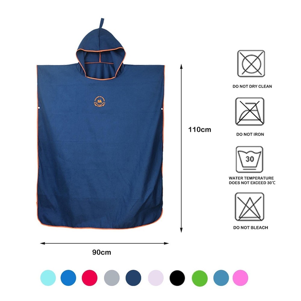 Hiturbo Microfiber Surf Poncho, Wetsuit Changing Bath Robe, Quick Dry Pool Sw...
