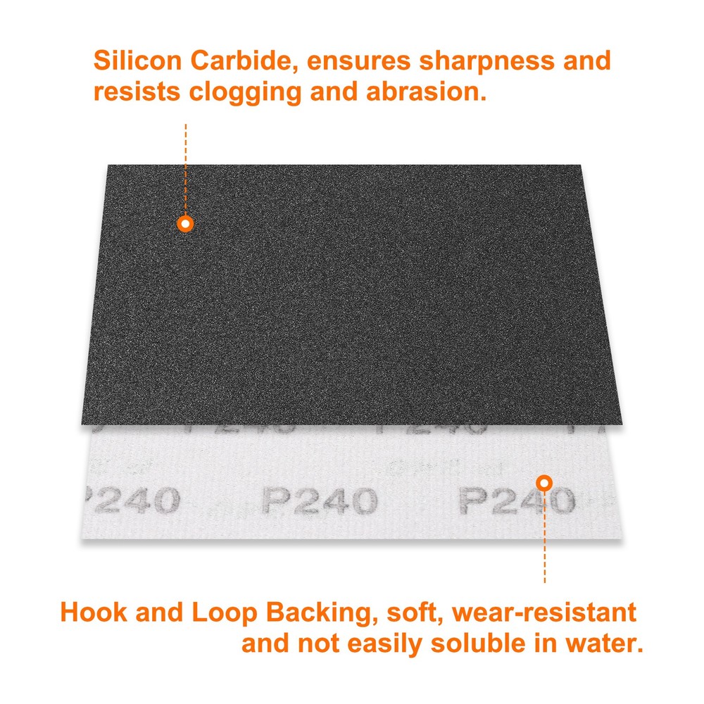 30pcs Sandpaper 240 Grit Hook and Loop Backing Abrasive Wet Dry Sanding Sheets