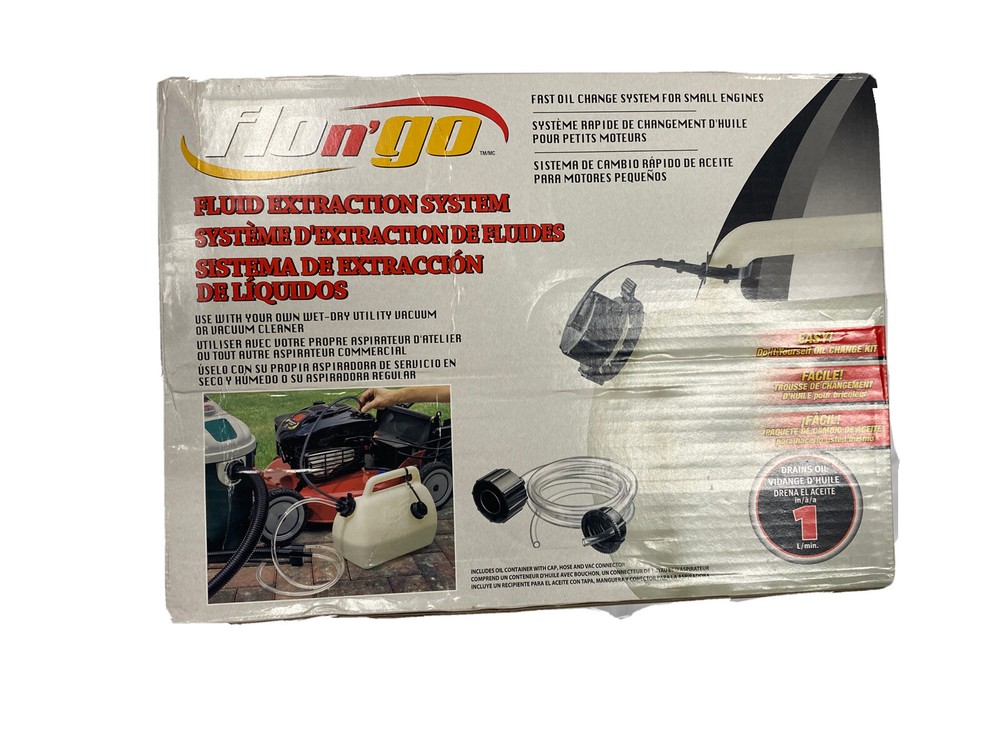 FLO AND GO SIMPLE FLUID EXTRACTION SYSTEM KIT REMOVE CHANGE SMALL ENGINE OLD OIL