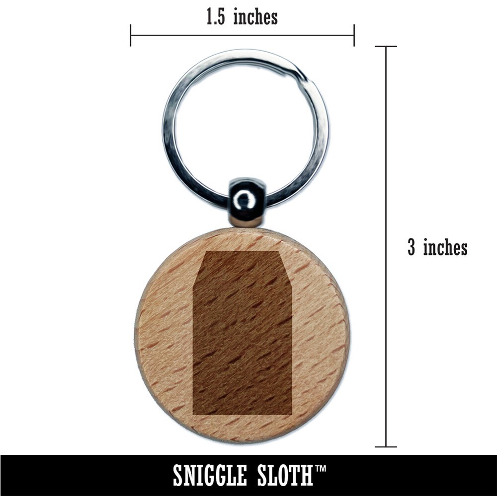 Gift Tag Shape Solid Engraved Wood Round Keychain Tag Charm